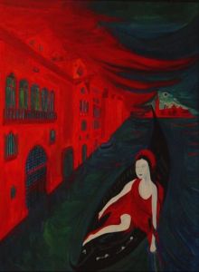 Peinture de Flocy Abguillerm: Les eaux sombres du reve - Venise