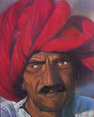 Un homme au Rajasthan - Dessin - Elisabeth Nardoux