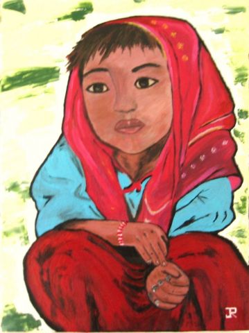 Enfant Thailandais - Peinture - JANINE ROQUESSALANE