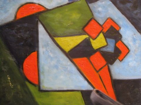 L'artiste robin - abstrait carreaux triangles