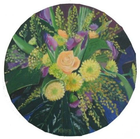 L'artiste DESNOYERS - Le bouquet de fleurs jaune