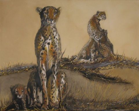 famille de guepards - Peinture - atelier graef