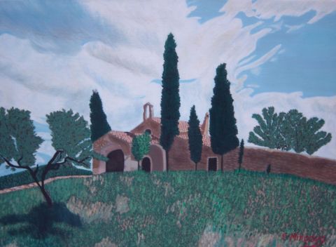 Paysage Baux de provence - Peinture - Eliane MINGOIA