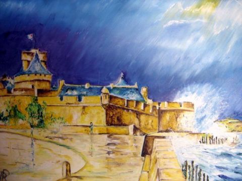 orage sur Saint Malo - Peinture - herpe