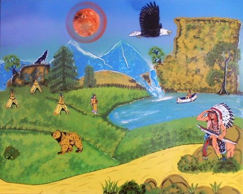 La plaine du guetteur - Peinture - Rodolphe Lakota Spirit