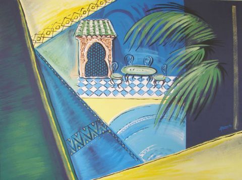 Vert & bleu - Peinture - A Deneuville Vert & bleu - Peinture - A Deneuville