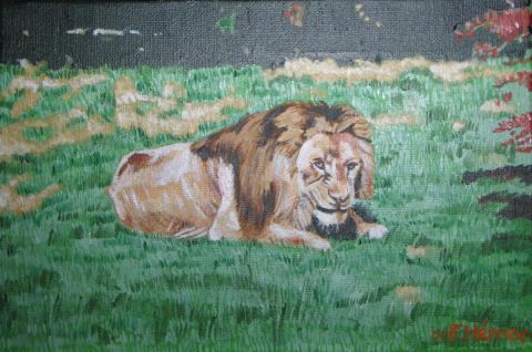 Un lion vieux et fatigué - Peinture - fhem
