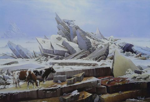 L'artiste Thierry Duval - Les vaches perdues sur la mer de glace de Caspar David Friedrich
