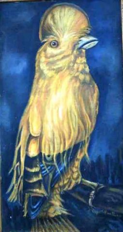 Galo-da-Serra,oiseau bresilien menacer extiction - Peinture - rego monteiro