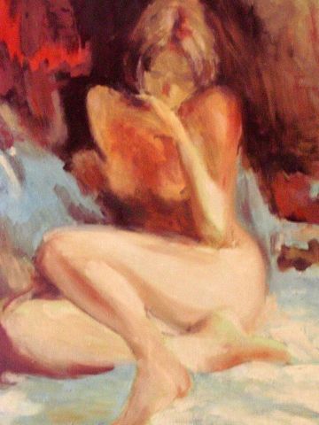 Belle sur son lit - Peinture - Djoulieta Mladenova