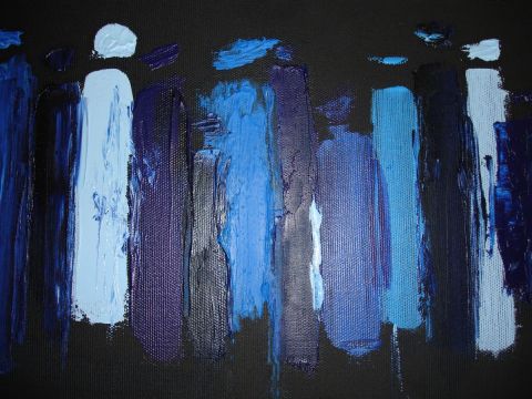 Exode (bleu) - Peinture - Lalie