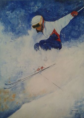 skieur - Peinture - jacqueline wittmann