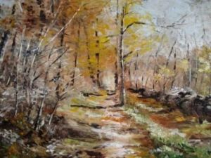 Peinture de Bernard Bertrand: Sous-bois en automne