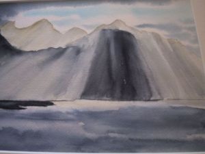 Peinture de MARYSE WENGER: orage sur le Léman (Meillerie Haute Savoie