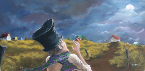 Hurler à la lune - Peinture - MDuguay Hurler à la lune - Peinture - MDuguay