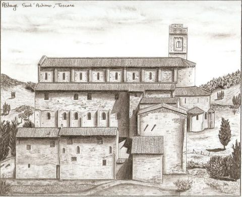 Abbaye Sant'Antimo - Dessin - Bettina