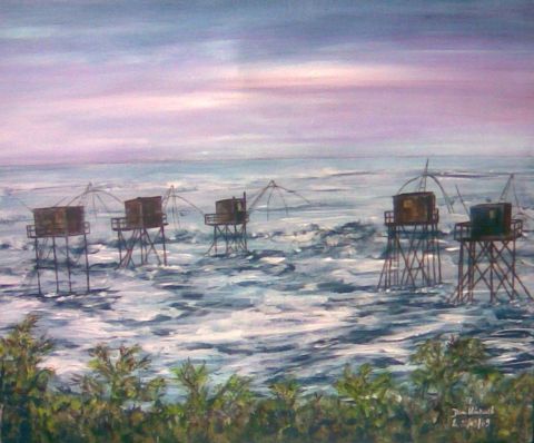 5 pêcheries au lever du jour - Peinture - domnanteuil 5 pêcheries au lever du jour - Peinture - domnanteuil