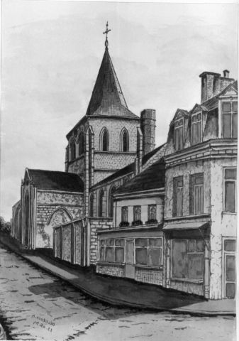 une rue d'Ardres - Peinture - DELCROIX Marcel