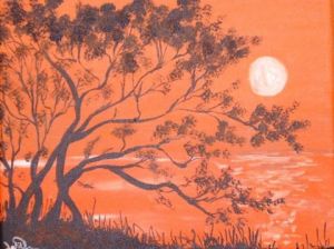 Peinture de johann mastil: coucher de soleil africain