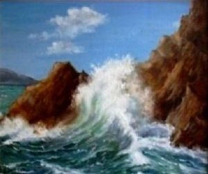 Voir cette oeuvre de DARRIEUX: vague sur falaise