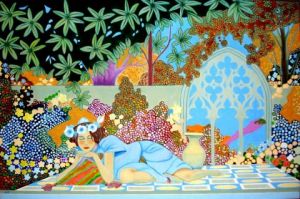 Peinture de jean-marie arbonnier: jardin persan