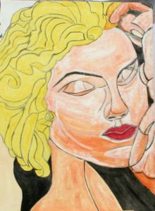 Peinture de JEAN MILAS: VISAGE FEMININ 2