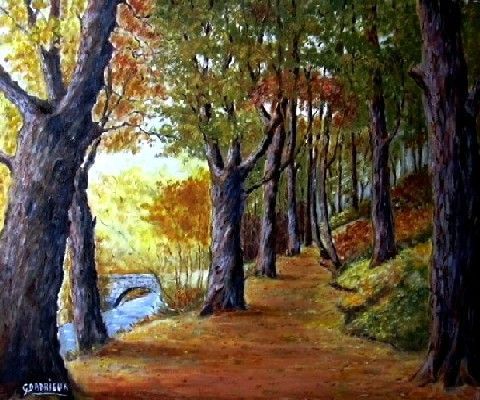 Sous bois d'automne - Peinture - DARRIEUX