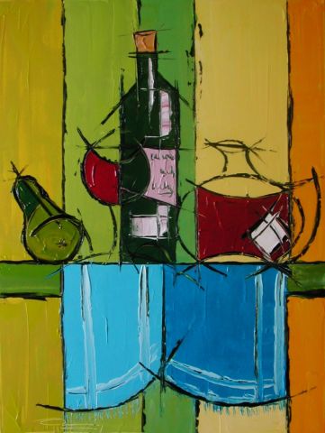 L'artiste JIEL - LA CARAFE ETLA BOUTEILLE DE VIN L'artiste JIEL - LA CARAFE ETLA BOUTEILLE DE VIN