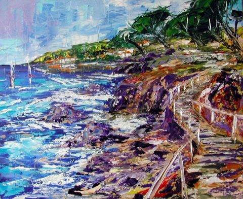 PROMENADE EN BORD DE MEDITERRANEE, SUR LE CHEMIN DES DOUANIERS - Peinture - JIEL PROMENADE EN BORD DE MEDITERRANEE, SUR LE CHEMIN DES DOUANIERS - Peinture - JIEL