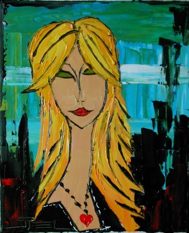 L'artiste JIEL - JEUNE FEMME BLONDE AU PENDENTIF L'artiste JIEL - JEUNE FEMME BLONDE AU PENDENTIF