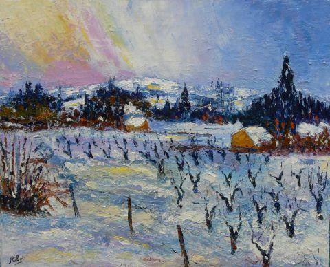 Paysage de neige - Peinture - Raoul RIBOT