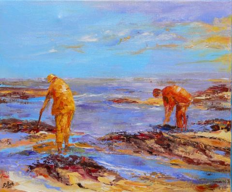 Pêcheurs à pieds - Peinture - Raoul RIBOT
