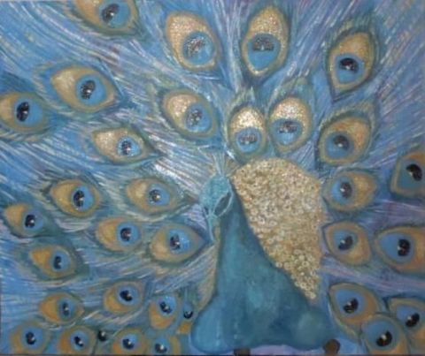 Blue Rose Phoenix - Peinture - Norah Joy Clydesdale 