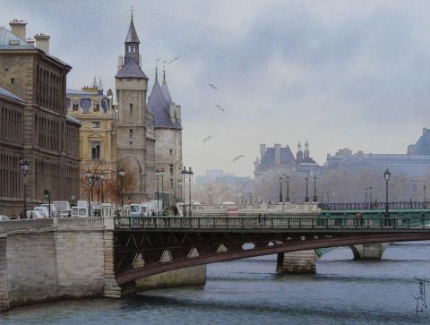Un hiver à Paris - Peinture - Thierry Duval Un hiver à Paris - Peinture - Thierry Duval