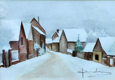 Neige sur la Rue de Frocourt - Peinture - Caroline HARDY