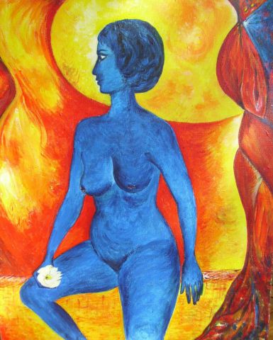 Nu Bleu - Peinture - Bernadette NEF