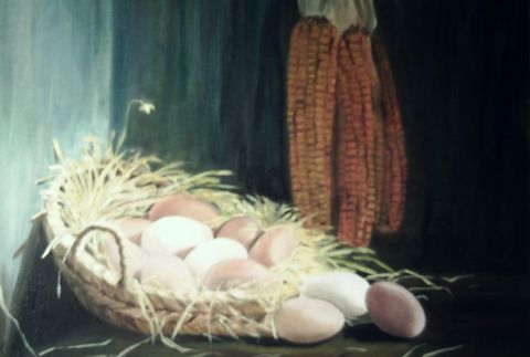 cistell amb ous - Peinture - Vicky Salcedo