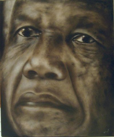 NELSON MANDELA - Peinture - henri deregnaucourt