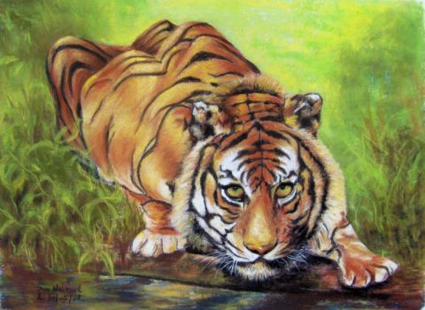 L'artiste domnanteuil - tigre au bord de l'eau
