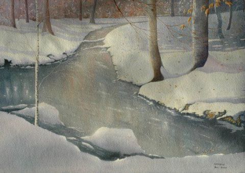 reflets d'hiver - Peinture - A Chevereau