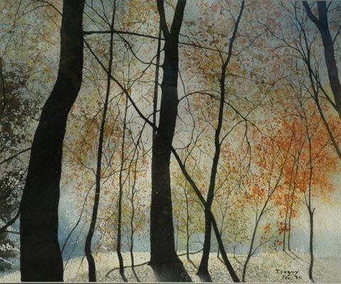 l'aube de la lisiere - Peinture - A Chevereau