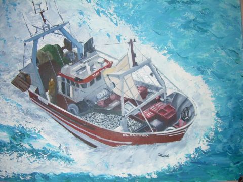 L'artiste lucile lepretre - chalutier en mer