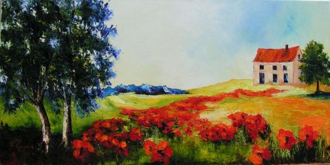 Champ de coquelicots - Peinture - jean-paul golinvaux Champ de coquelicots - Peinture - jean-paul golinvaux