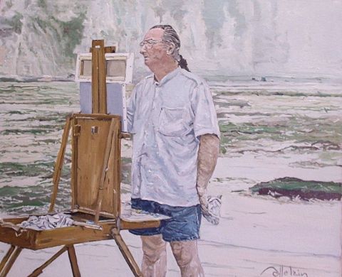 L'artiste patrick pottelain - le peintre au travail