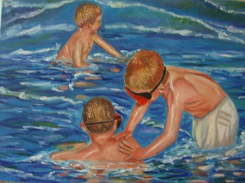 playing in the sea - Peinture - Reme