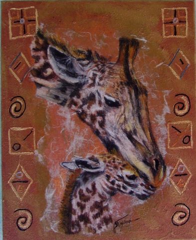 les girafes - Peinture - Sabine Fighiera