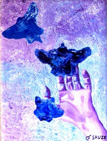 L'artiste frederic sauze - Papillons sur la main
