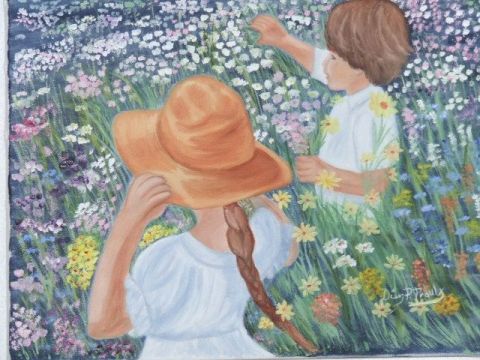 Enfants fleurs - Peinture - Diane Proulx