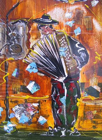 L'accordéoniste - Peinture - Jean-Charles Tois