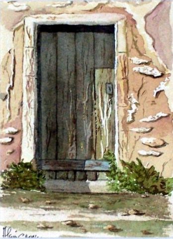 Vieille porte (en Gironde) - Peinture - AQUARELLALAIN Vieille porte (en Gironde) - Peinture - AQUARELLALAIN